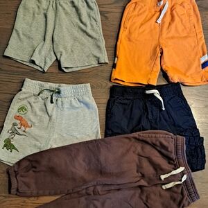 Kids Cotton Shorts and Joggers Set - Gray, Orange, Navy, Brown